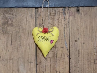 Šité srdiečko žlté starkej